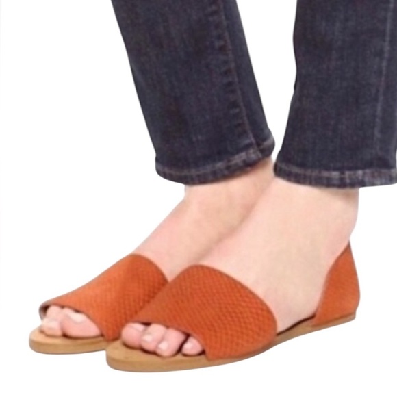 Madewell Thea D’Orsay Burnt Orange Snakeskin Textured Flats - Picture 1 of 13